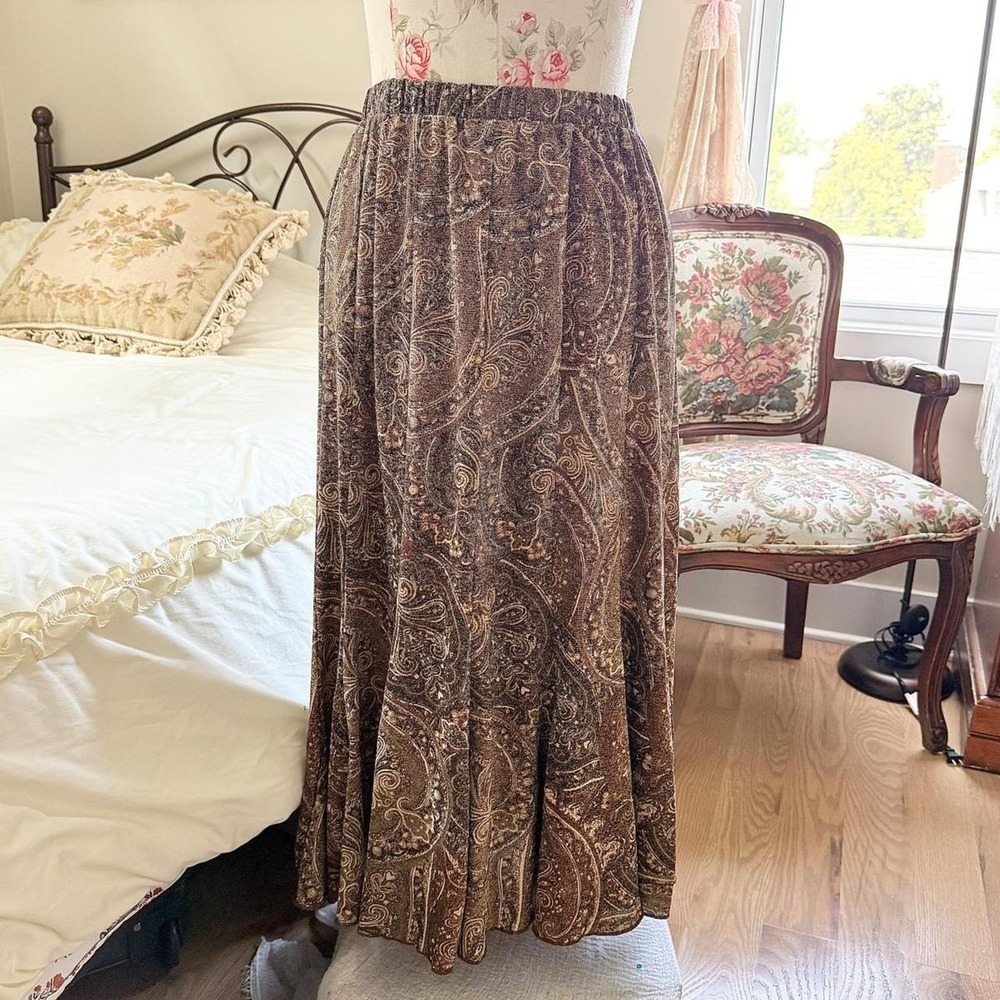 Y2K‎ Coldwater Creek XS brown paisley maxi skirt